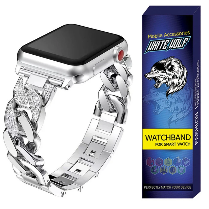 بند ساعت وایت ولف مدل WB-Diamond مناسب برای اپل واچ 45/46 mm سری 7/8/9/10