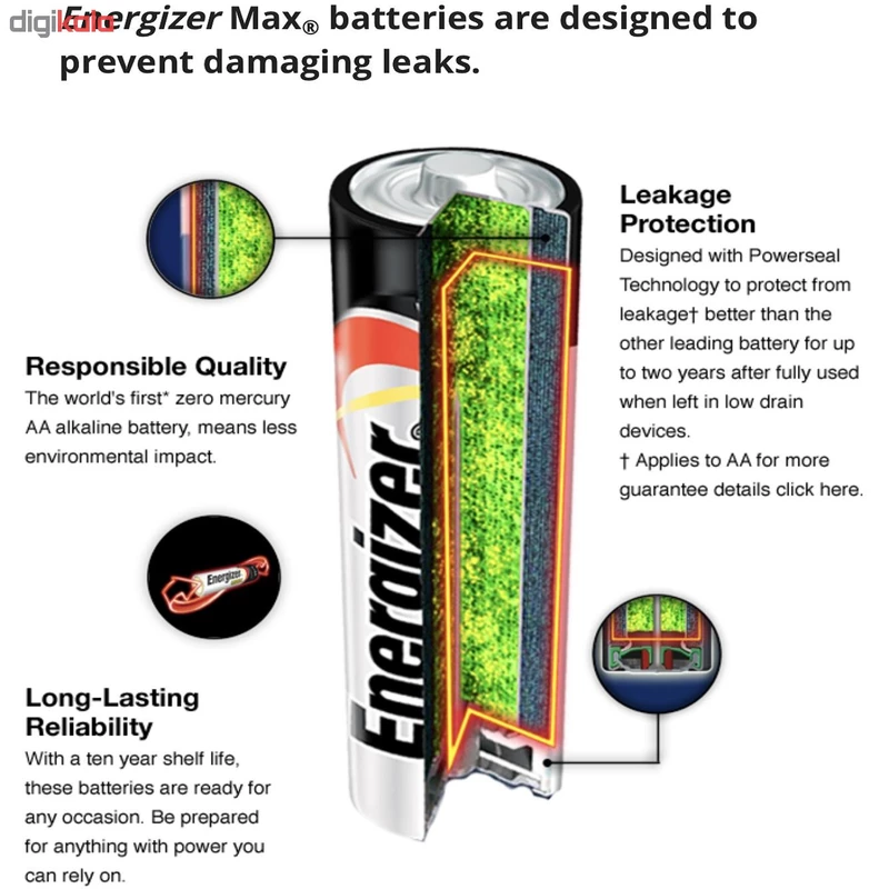 باتری نیم قلمی انرجایزر مدل MAX-lr3 بسته 4 عددی