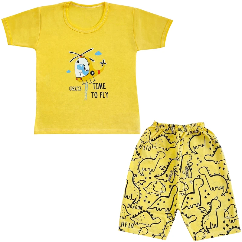 ست تی شرت و شلوارک نوزادی مدل هلیکوپتر کد 4065