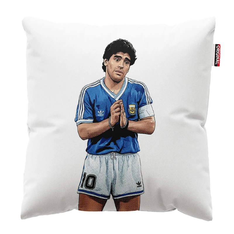  کوسن پاد آفرین طرح فوتبال مارادونا کد 5011 سایز 30*30 سانتی متر