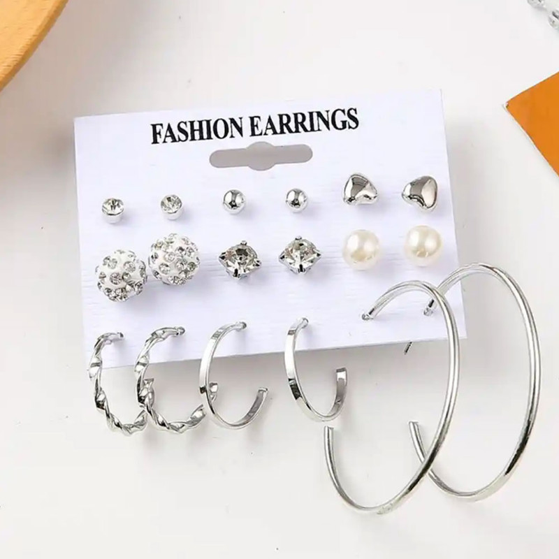 گوشواره میخی زنانه کد se9001 مجموعه 9 عددی