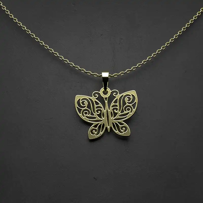گردنبند طلا 18 عیار زنانه مدوپد مدل پروانه کد KK2-1-1089