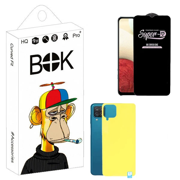 محافظ صفحه نمایش بوک مدل SuperD Guard مناسب برای گوشی موبایل سامسونگ Galaxy A12 به همراه محافظ پشت گوشی