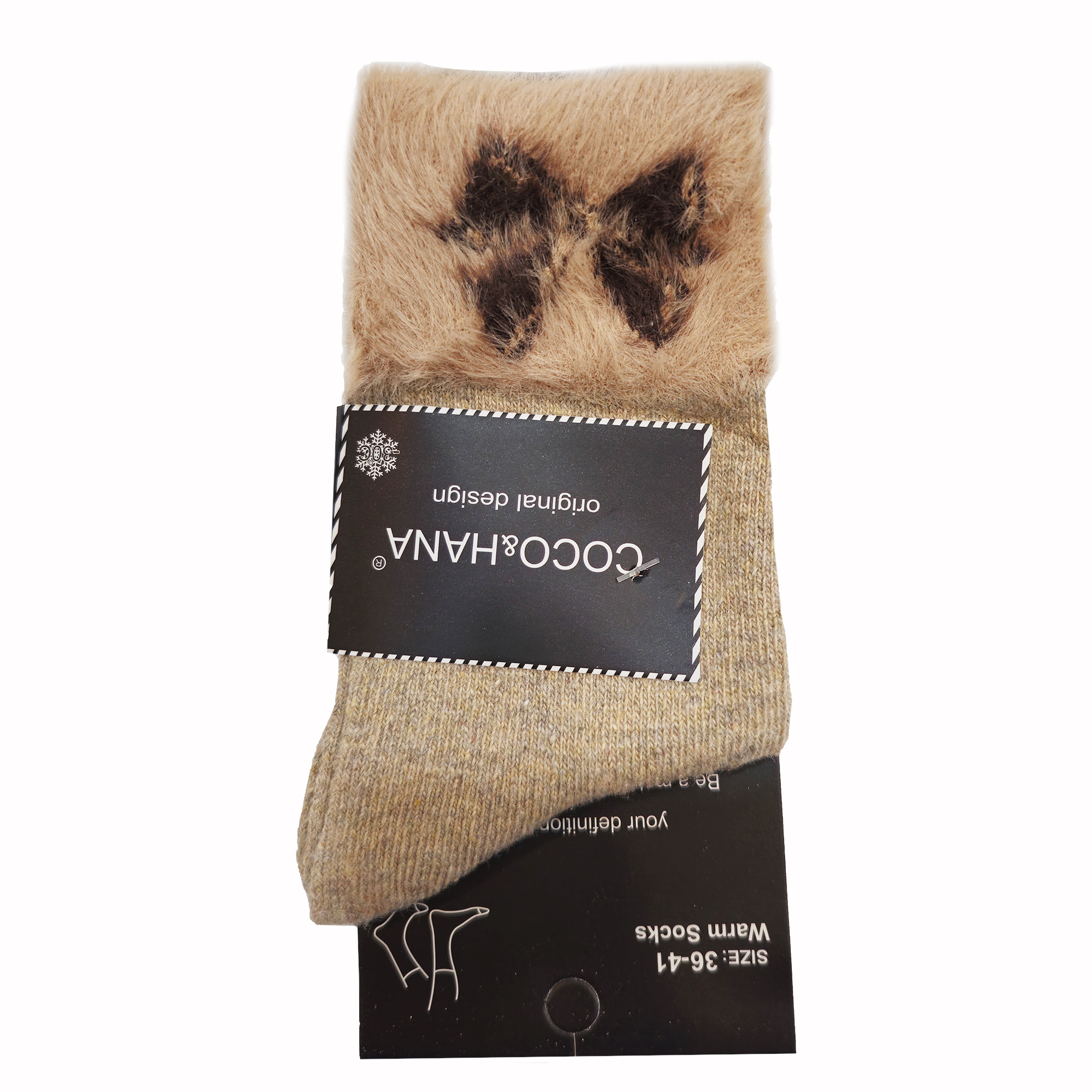 جوراب زنانه مدل یلدا پشمی موهر طرح هدیه زمستانه کد CR1