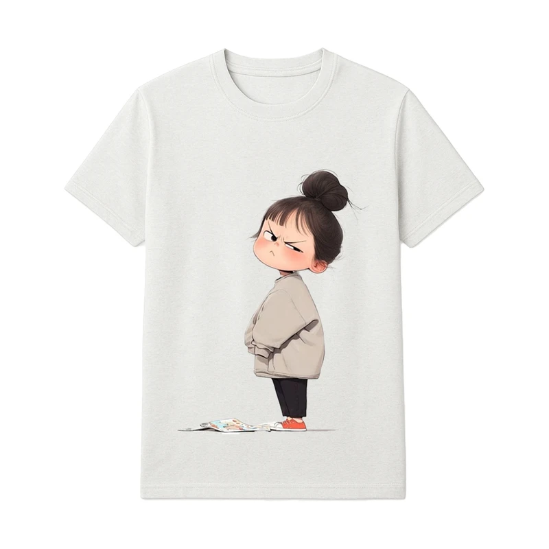 تی‌شرت آستین کوتاه راحتی دخترانه مدل عصبانی 2