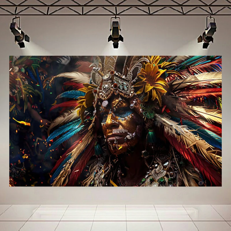 تابلو بوم طرح مخمل سرخپوست بزرگ قبیله کد AR303853