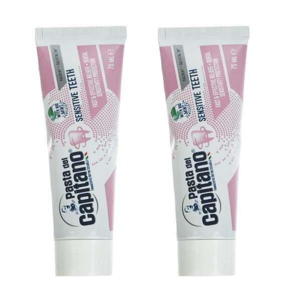 خمیر دندان پاستا دل کاپیتانو مدل Sensitive Teeth حجم 75 میلی لیتر بسته 2 عددی