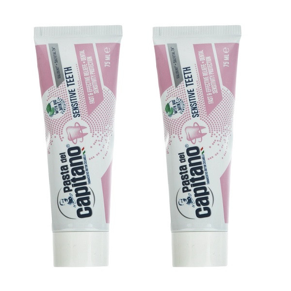 خمیر دندان پاستا دل کاپیتانو مدل Sensitive Teeth حجم 75 میلی لیتر بسته 2 عددی