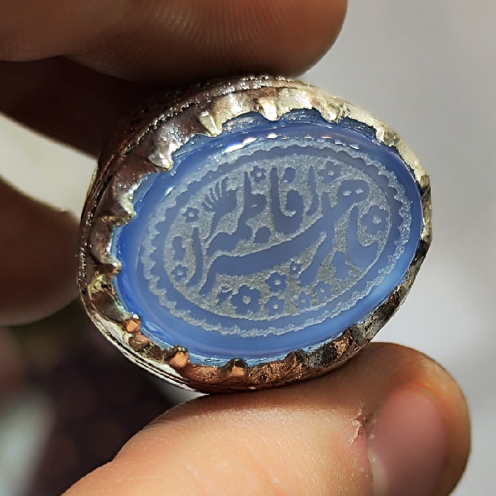 انگشتر مردانه مدل عقیق خطی کد 7600