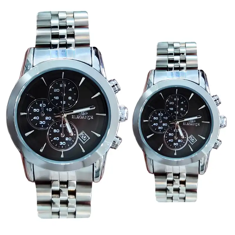 ست ساعت مچی عقربه ای زنانه و مردانه الگانس مدل تک موتور کد AV-EI