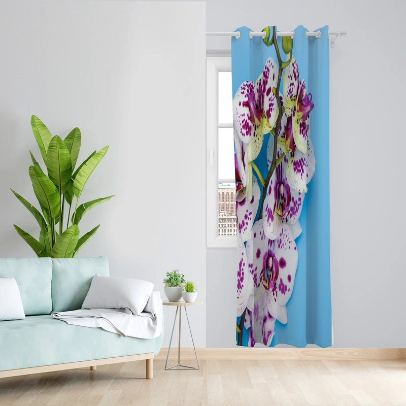 پرده طرح ارکیده مدل مخمل پانچی کد 2418 z سایز 140x200 سانتی متر