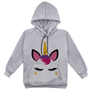 هودی دخترانه مدل تکشاخ F150 رنگ طوسی