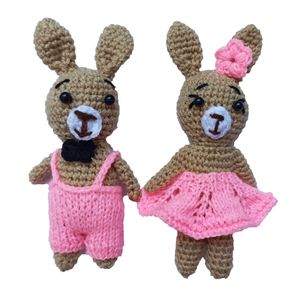  عروسک بافتنی مدل خرگوش طرح دختر و پسر کد 001 مجموعه 2 عددی