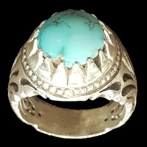 انگشتر نقره مردانه مدل فیروزه نیشابور کد P400