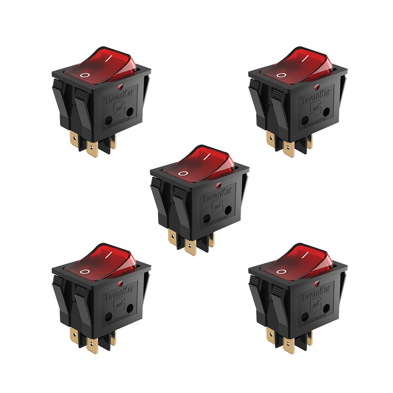 کلید چراغدار توانکار مدل 16A بسته 5 عددی