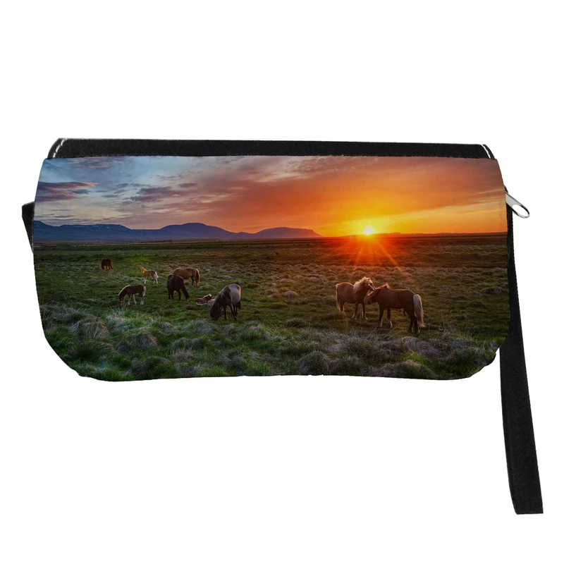  جامدادی طرح گله اسب در علفزار مدل دو زیپ کد 153