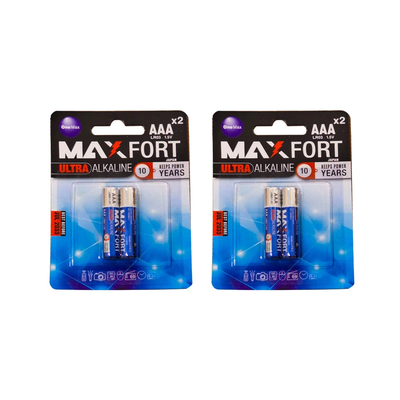 باتری نیم قلمی مکس فورت مدل آلکالاین بسته 4 عددی