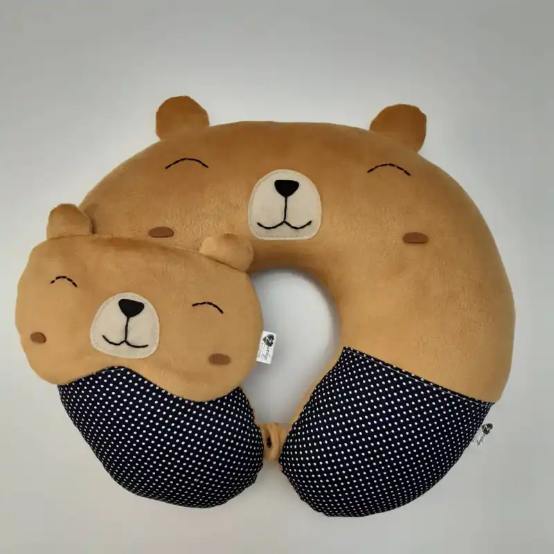 بالش دورگردنی گروه هنری زندگی طرح خرس مهربان به همراه چشم بند