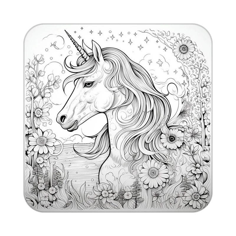 زیر لیوانی کاکتی طرح اسب تک شاخ و یونیکورن مدل mp30379