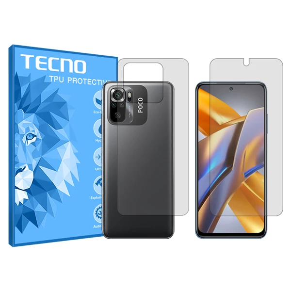 محافظ صفحه نمایش شفاف تکنو مدل Hygel مناسب برای گوشی موبایل شیائومی Poco M5s به همراه محافظ پشت گوشی