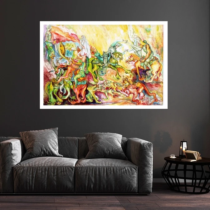 تابلو بکلیت طرح نقاشی انتزاعی مدل قاب شاسی W-s9902