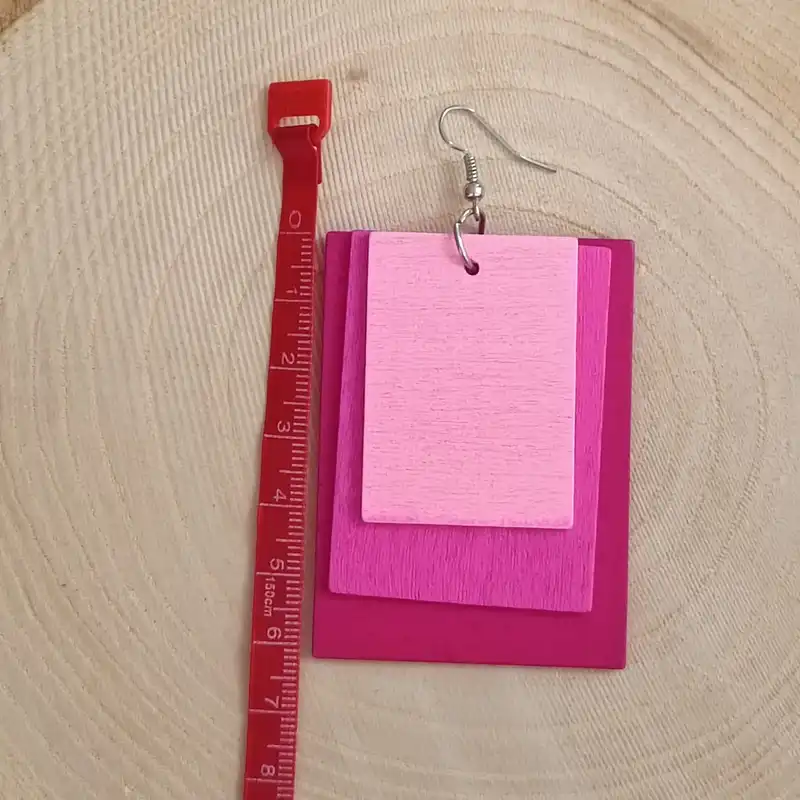 گوشواره زنانه مدل مستطیل چوبی