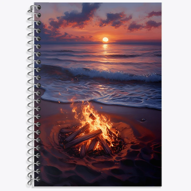 دفتر زبان 50 برگ خندالو مدل سه خط طرح آتش و دریا کد F6513