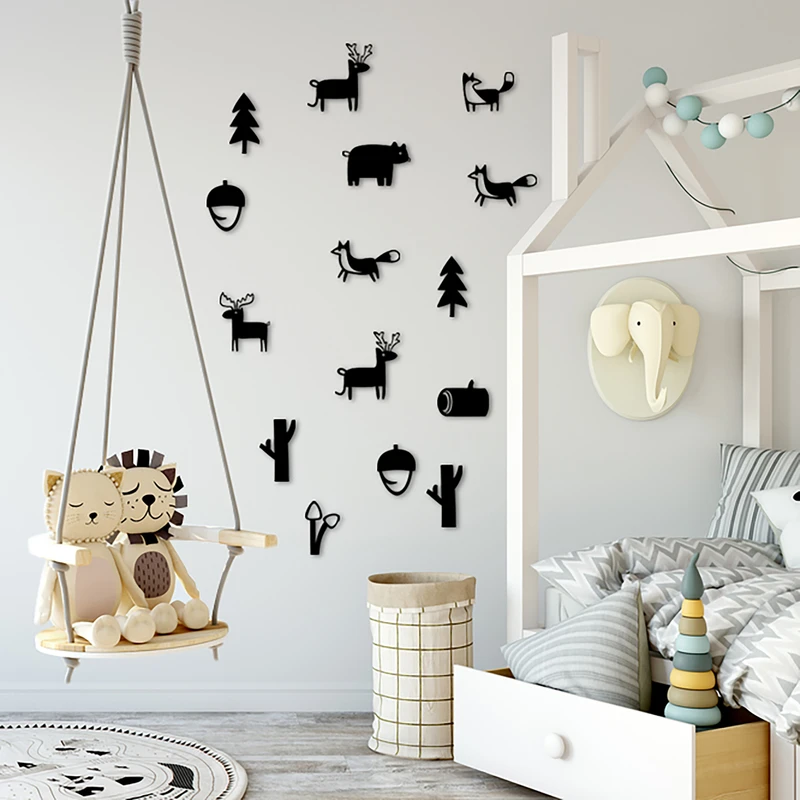 استیکر طرح حیوانات جنگل کد 4012 مجموعه 15 عددی