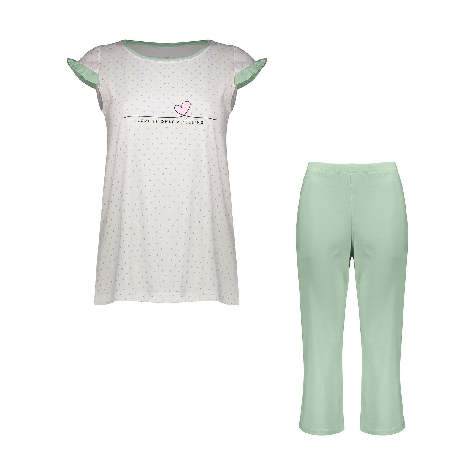 ست تی شرت آستین کوتاه و شلوارک زنانه ناربن مدل 1521697-3233 رنگ سبز روشن