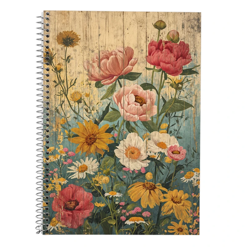 دفتر زبان 50 برگ مدوپد مدل دو خط طرح گل کد DF13356