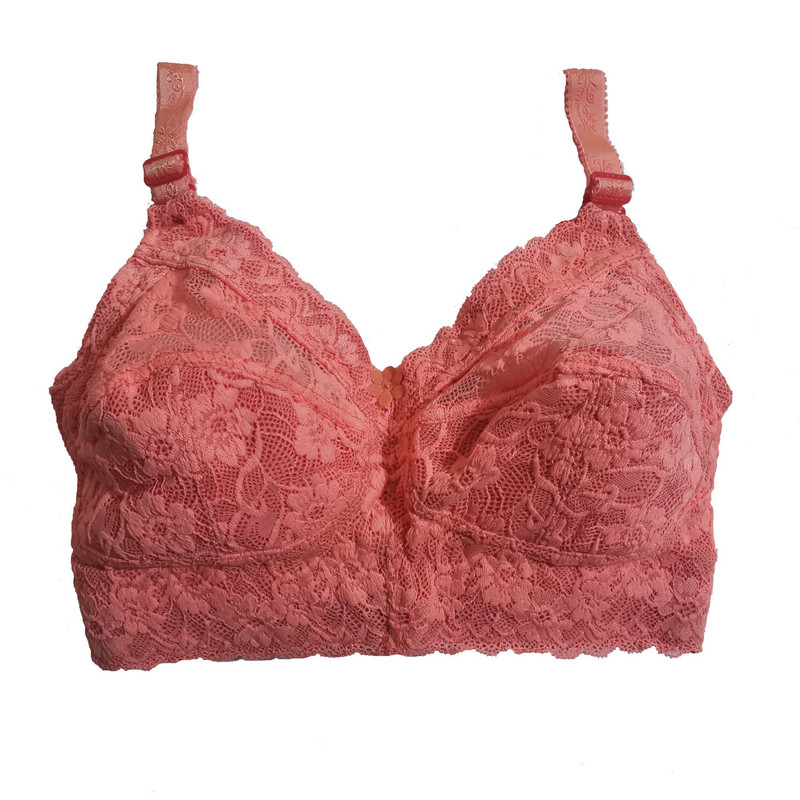 سوتین زنانه مدل گیپور کش پهن NS2 رنگ گلبهی