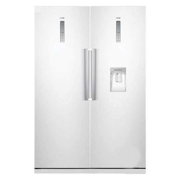 یخچال فریزر دوقلو 40 فوت سام مدل RR65-RZ65/W، دارای اخطار باز ماندن درب، با ارتفاع 180، پهنای 120 و عمق 68.4 سانتی‌متر، کیزان مصرف انرژی A، دارای 5 طبقه در یخچال و 5 کشو در فریزر، دارای سیستم نوفراست
