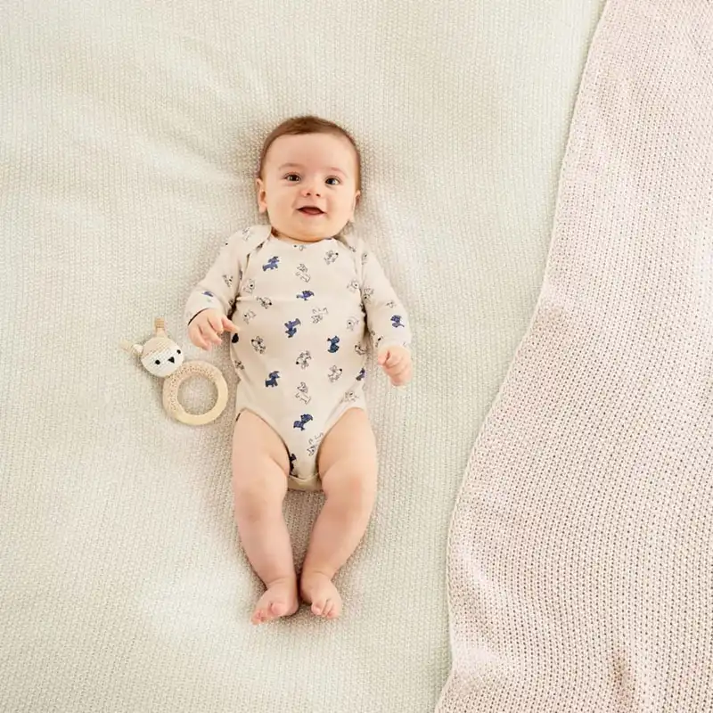 بادی آستین بلند نوزادی لوپیلو مدل داگی مجموعه دوعددی