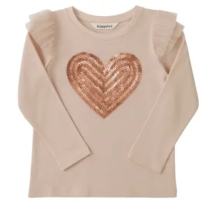 بلوز آستین بلند دخترانه مدل قلبی پولکی