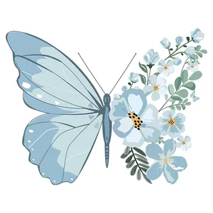استیکر پارچه و لباس مدل دی تی اف طرح پروانه گل کد H20.165 مجموعه 3 عددی