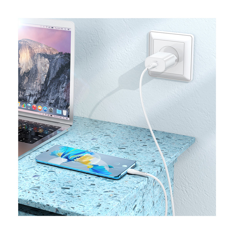 خرید و قیمت شارژر دیواری هوکو مدل N22 PD 25W به همراه کابل تبدیلUSB-C