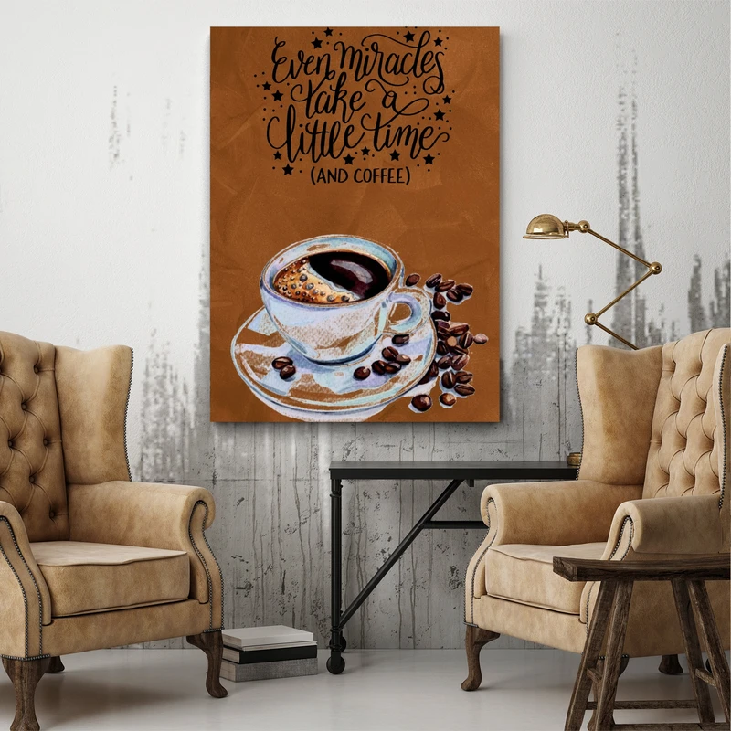 تابلو بوم طرح فنجان و دانه قهوه کد  FP2045