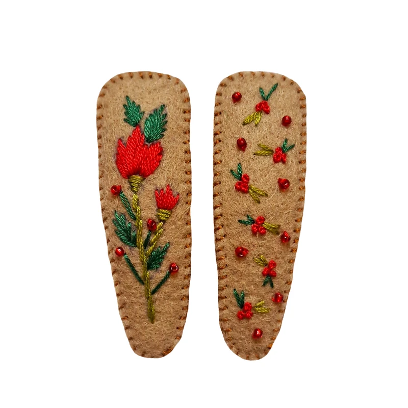 گیره مو زنانه مدل جواهردوزی و گلدوزی بسته دو عددی