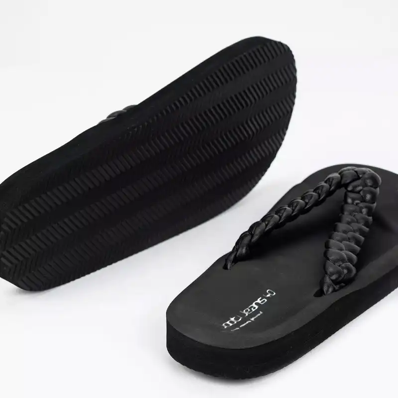 دمپایی لاانگشتی زنانه جوتی جینز مدل soft کد 05 رنگ مشکی