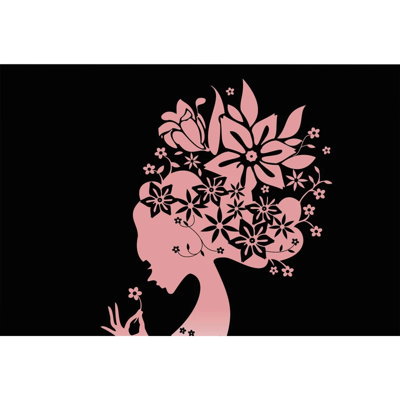 تابلو شاسی طرح انتزاعی دختر و گل مدل T1267