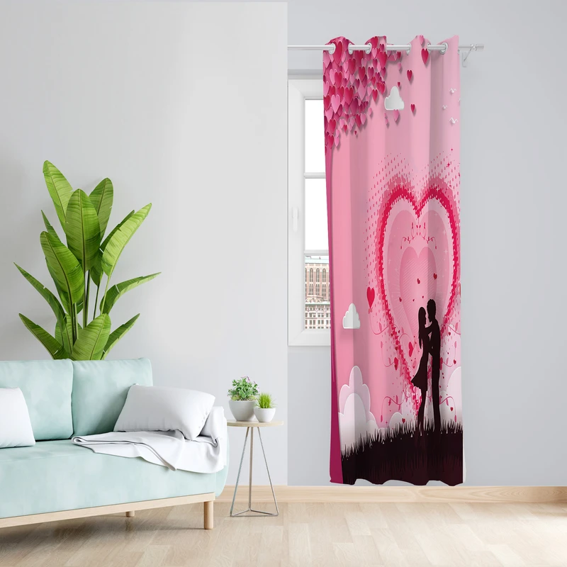 پرده طرح عشق مدل مخمل پانچی کد 2556 z سایز 140x200 سانتی متر