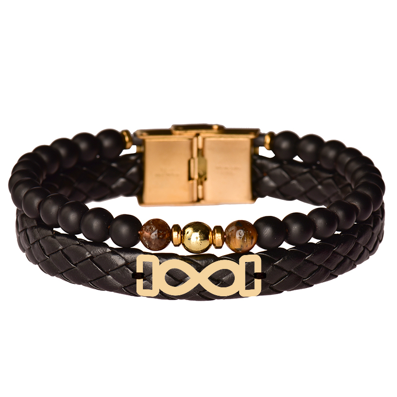 دستبند طلا 18 عیار مردانه کرابو طرح بینهایت مدل Kr102334