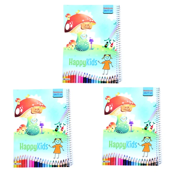 دفتر شطرنجي 50 برگ كيان كينگ طرح Happy مجموعه 3 جلدي
