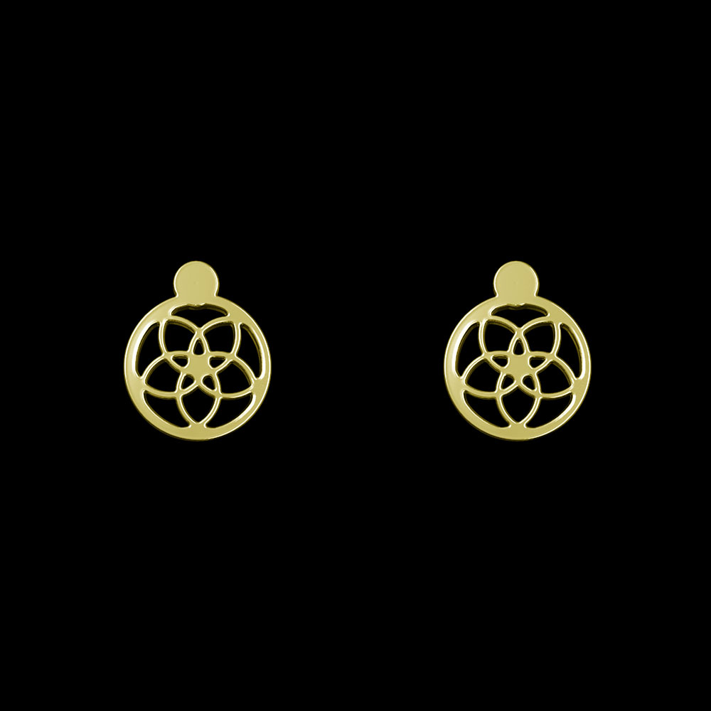 گوشواره طلا 18 عیار زنانه مدوپد مدل دایره و گل کد GA1-10138