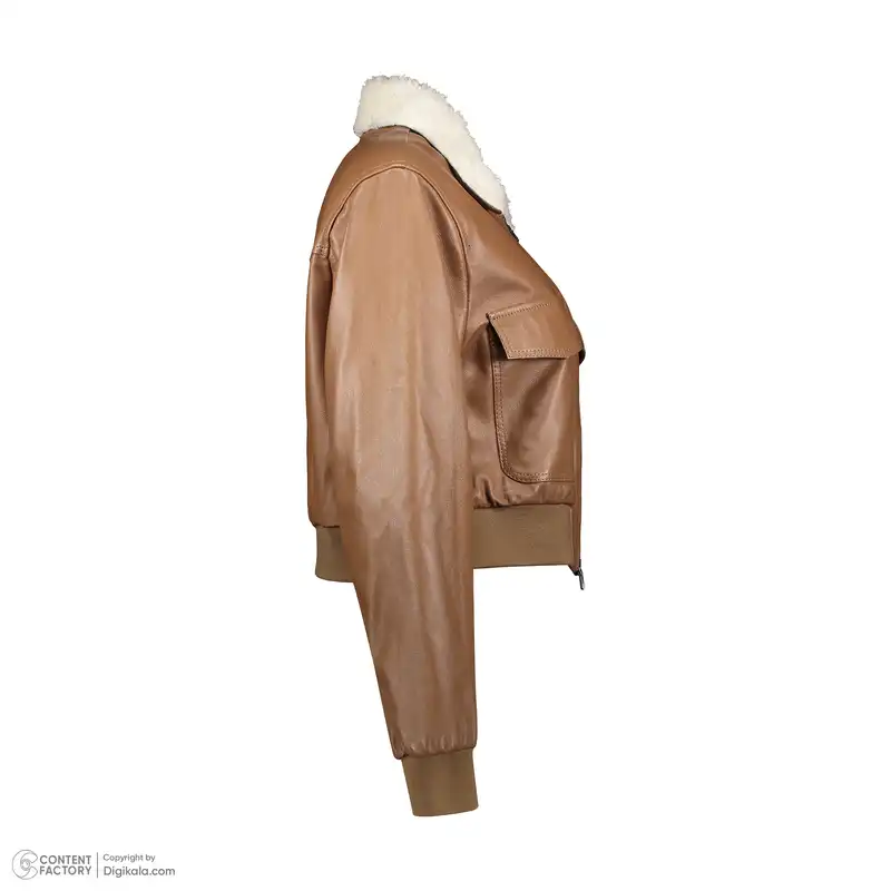 کت چرم زنانه چرم مشهد مدل k0134-014 رنگ شکلاتی