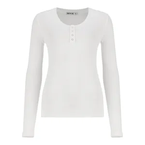 بلوز آستین بلند زنانه سرژه مدل 203365 جلودکمه دار رنگ سفید