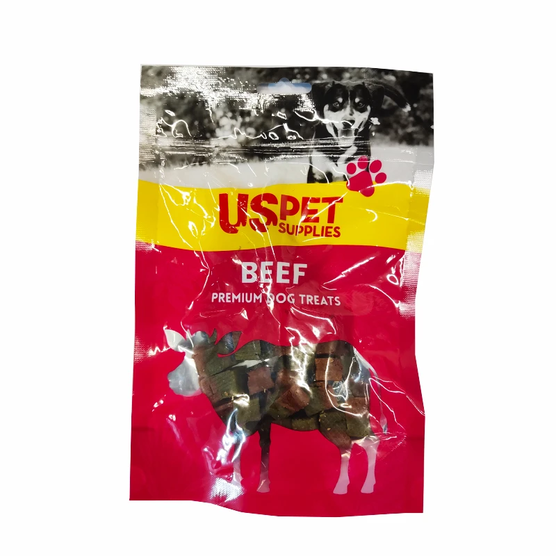 تشویقی سگ یو اس پت مدل لقمه بیف طعم گوشت گاو وزن 100 گرم