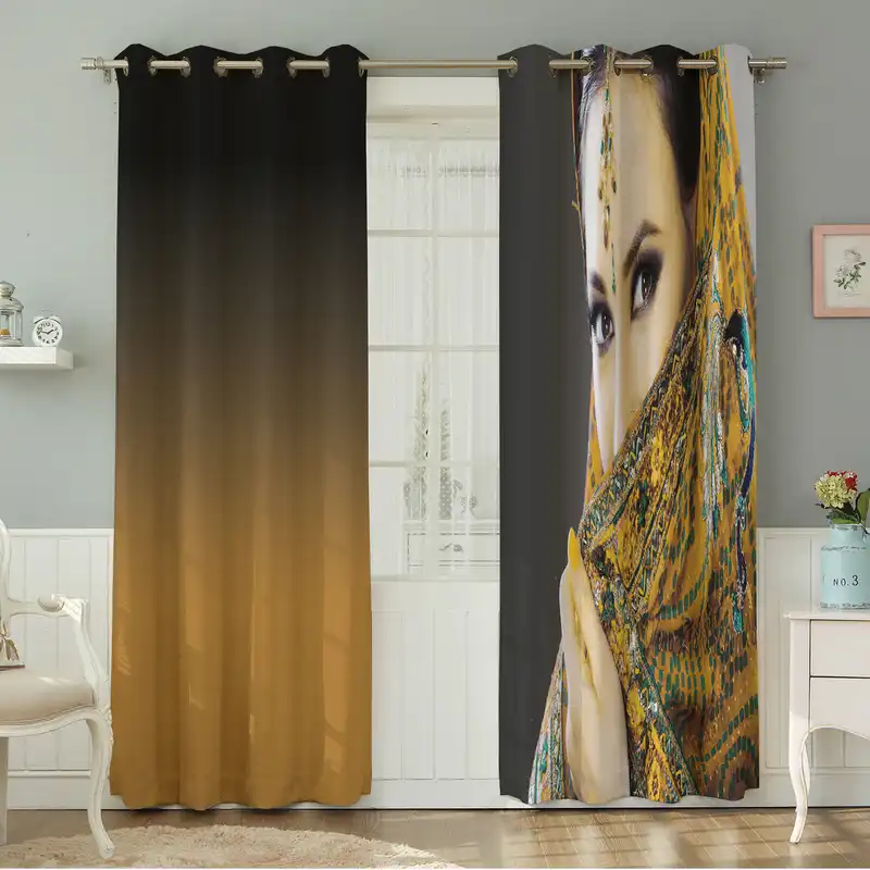 پرده نیروانا طرح چهره مدل مخمل کد 8870 سایز 140×280 سانتی متر