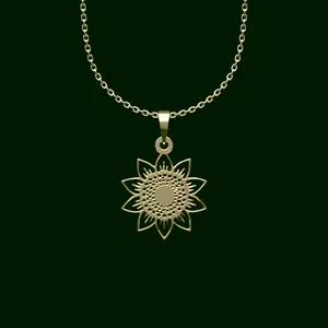 گردنبند طلا 18 عیار زنانه مدوپد مدل گل کد V2-1-1075