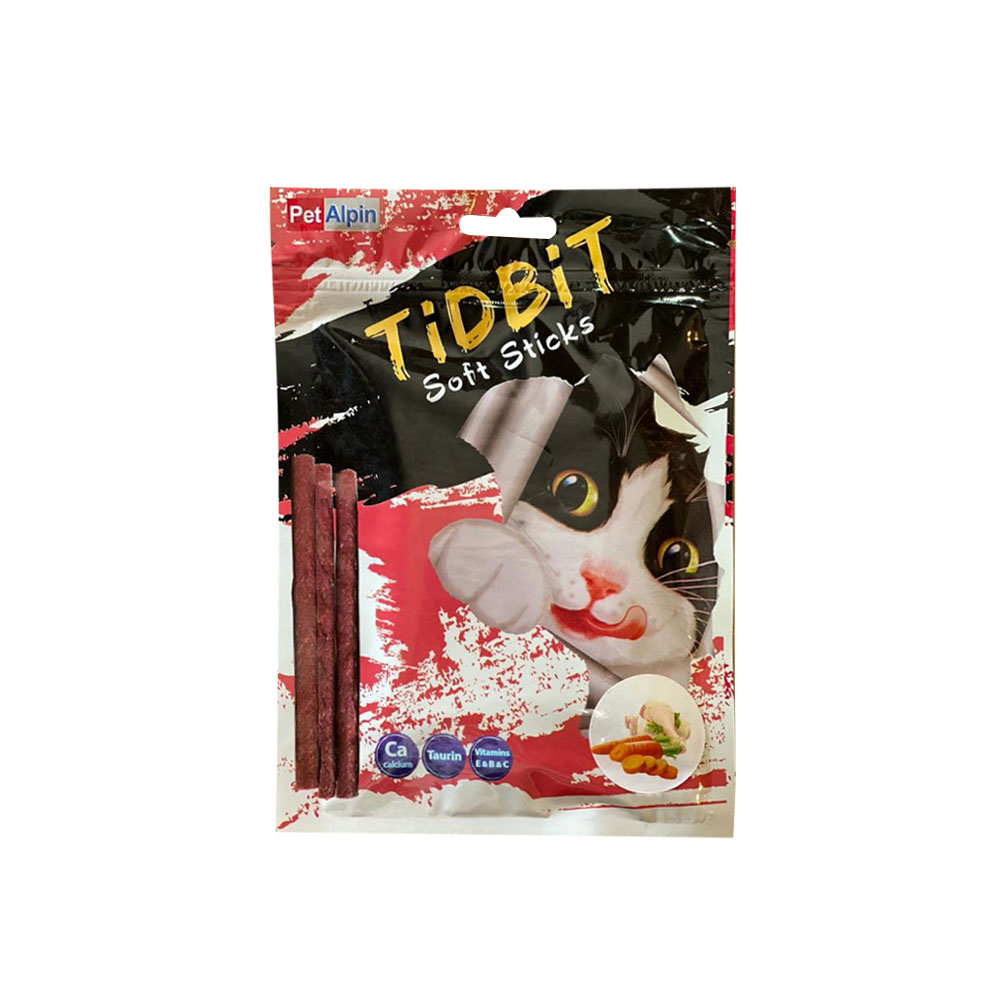 غذای تشویقی گربه تیدبیت مدل Chicken&Carrots وزن 65 گرم